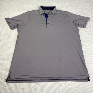 Greyson Mens XL Blue White Striped Performance Stretch Golf Polo Short Sleeve